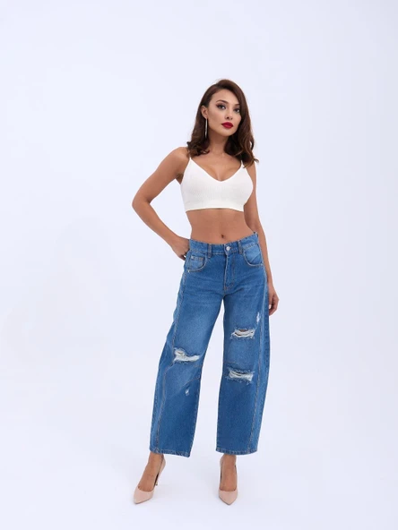7086 KOT PANTOLON-MAVİ - 3
