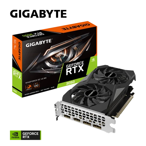 GIGABYTE GV-N3050WF2OCV2-6GD, RTX3050 WINDFORCE  OC, 6Gb, GDDR6, 96BIT, 2xHDMI, 2xDP, GAMING Ekran KARTI
