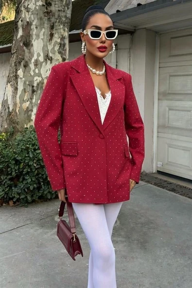 Lucky Life Kadın Taş Detaylı Lucky Life Kadın Premium Blazer Ceket
