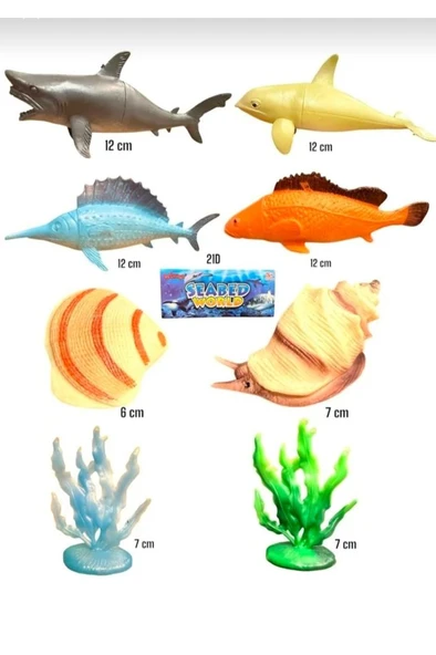 8 Parça Deniz Okyanus Hayvanları Seti Büyük Boy Eğitici Set