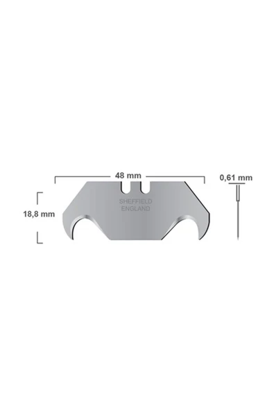 KALİTE Kancalı Rötuş Bıçak Yedeği Kesme Boynuz Bıçak Halıcı Bıçağı 10'lu Paket 18.8x51.5x0,61mm - 2
