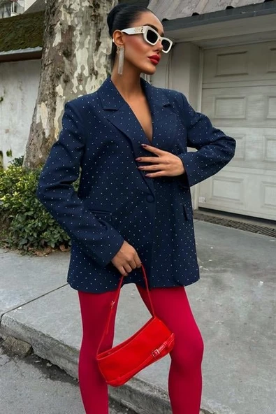 Lucky Life Kadın Taş Detaylı Lucky Life Kadın Premium Blazer Ceket