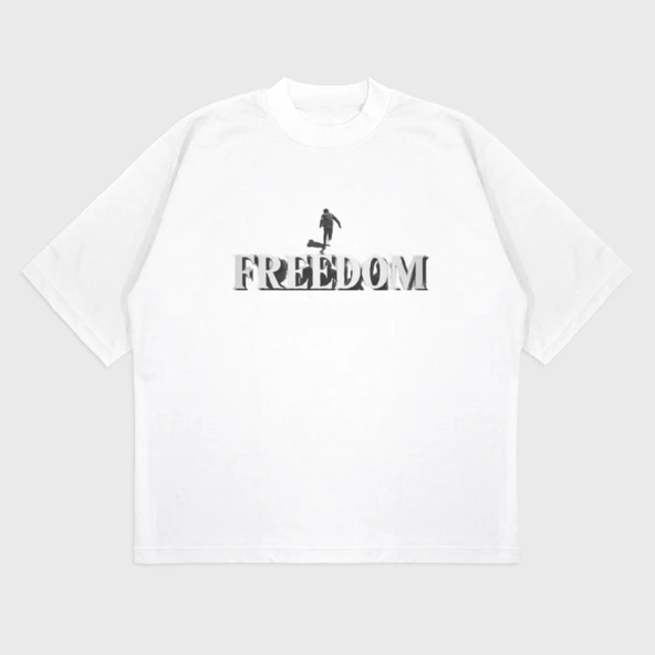 Oversize 'Freedom' T-Shırt - Resim 4