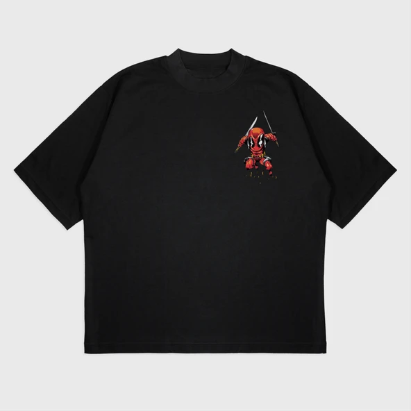 Oversize 'Deadpool' Baskılı T-Shırt - 4