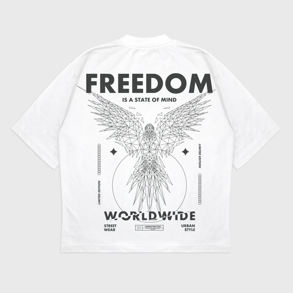 Oversize 'Freedom' T-Shırt - Resim 3