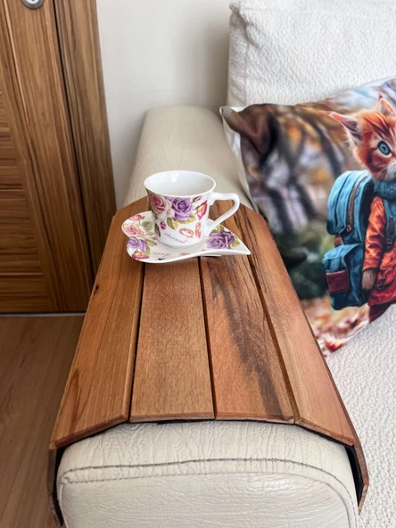 Koltuk Kenarı Katlanabilir Yan Sehpa – Portatif Ahşap Tepsi - 40X30