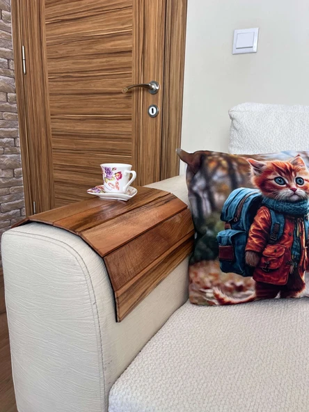 Koltuk Kenarı Katlanabilir Yan Sehpa – Portatif Ahşap Tepsi - 40X30 - 3