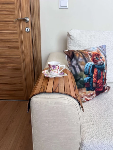 Koltuk Kenarı Katlanabilir Yan Sehpa – Portatif Ahşap Tepsi - 30x40 cm - 4