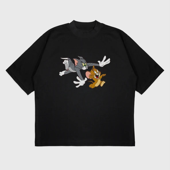 Oversize 'Tom & Jerry' Baskılı T-Shırt - 2