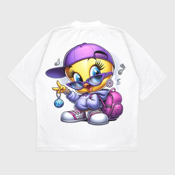 Oversize 'Tweety' Baskılı T-Shırt - 2