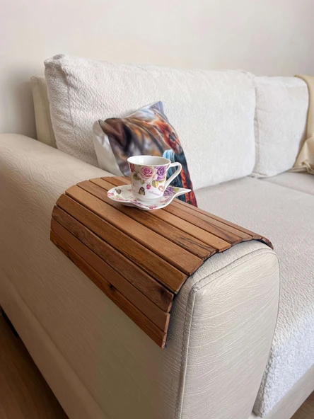 Koltuk Kenarı Katlanabilir Yan Sehpa – Portatif Ahşap Tepsi - 30x40 cm