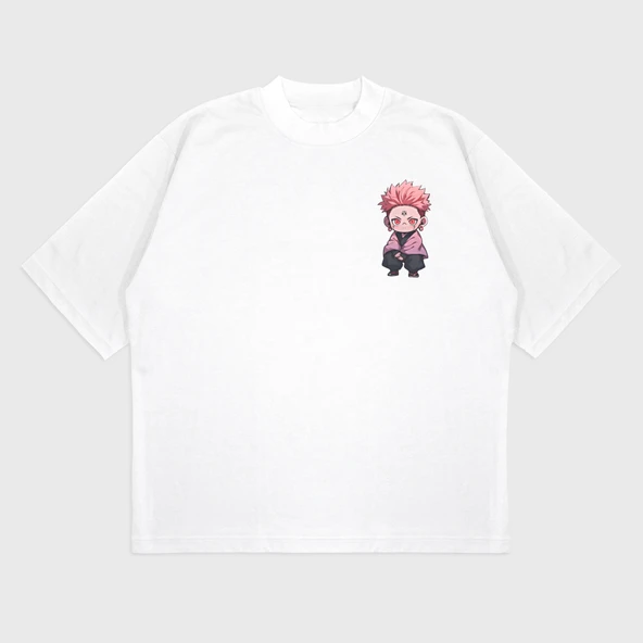 Oversize 'Chibi Sukuna' Baskılı T-Shırt - 2