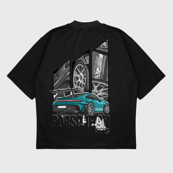 Oversize 'Porsche' T-Shırt - Resim 2