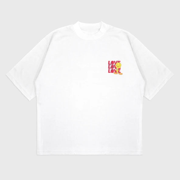 Oversize 'Tweety' Baskılı T-Shırt - 4