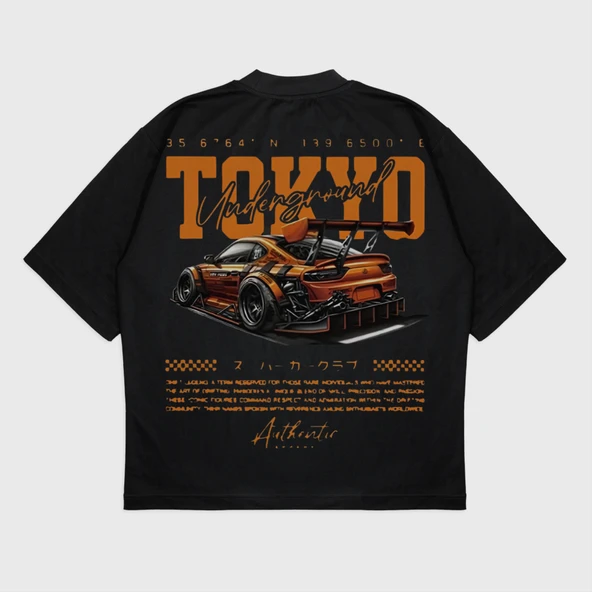 Oversize 'Tokyo' Baskılı T-Shırt - Resim 3