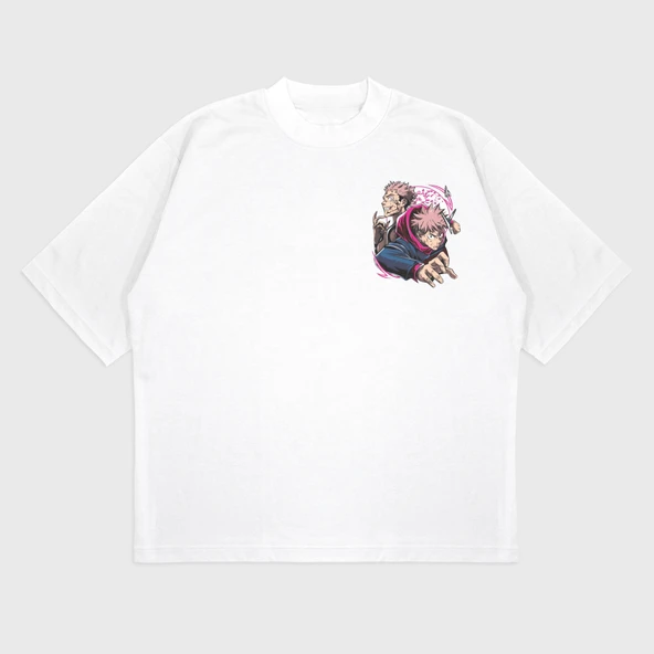 Oversize 'Jujutsu Kaisen' Baskılı T-Shırt - Resim 4