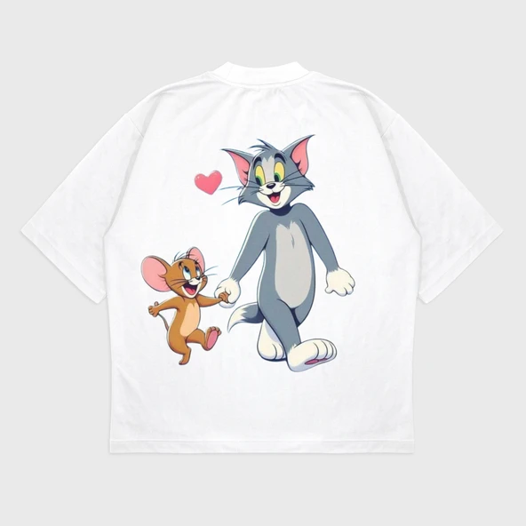 Oversize 'Tom & Jerry' Baskılı T-Shırt - 3