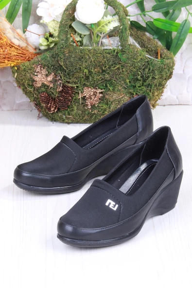 Fort Nfx 42017 Siyah Hafif Rahat Dolgu Taban Şık Kadın Günlük Ayakkabı - Resim 4