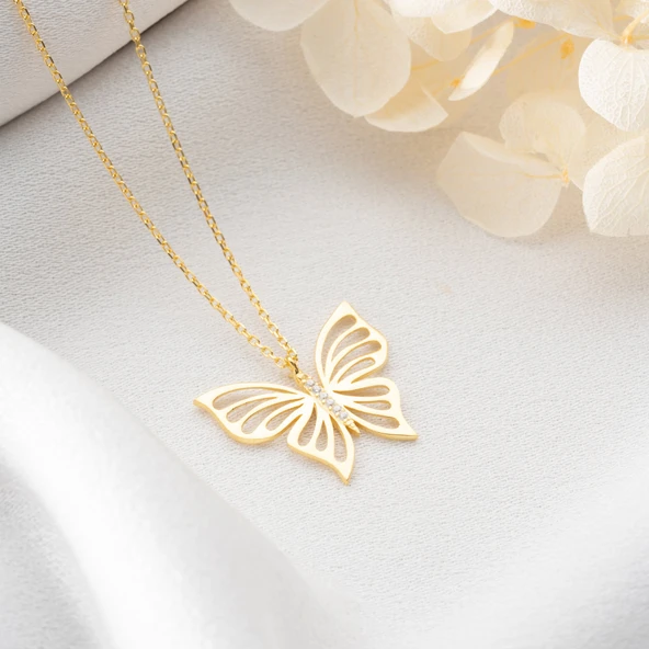 Vaoov 925 Ayar Gümüş Kelebek Kolye - Resim 2