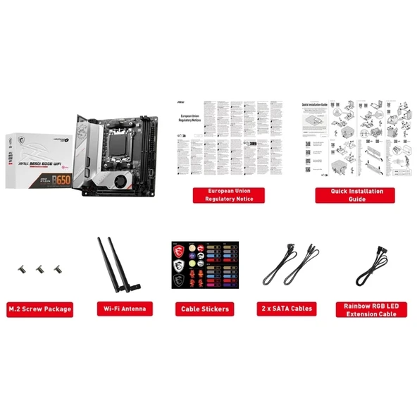 MSI MPG B650I EDGE WIFI DDR5 HDMI M.2 USB 3.2 LAN WİFİ MITX AM5 - 8
