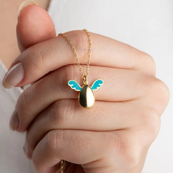 Vaoov 925 Ayar Gümüş Mavi Kanatlı Melek Kolye ürün görseli 1