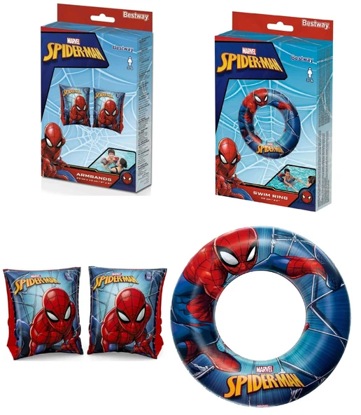 Örümcek Adam Çocuk Deniz Havuz Kolluk Ve Simit Seti ( 3-6 yaş )