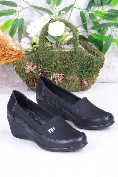 Fort Nfx 42017 Siyah Hafif Rahat Dolgu Taban Şık Kadın Günlük Ayakkabı - Resim 3
