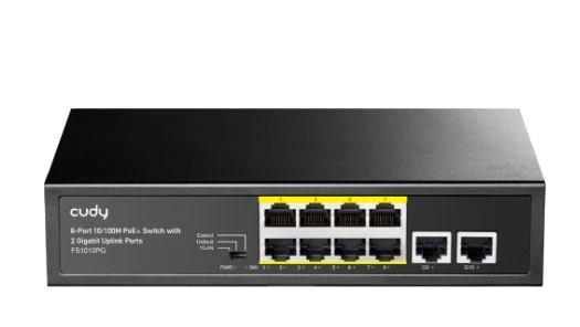 Cudy FS1010PG 8 Port 10/100Mbps 2*FE Uplink VLAN&Extend Mode 250m 120W POE+ Ethernet Switch