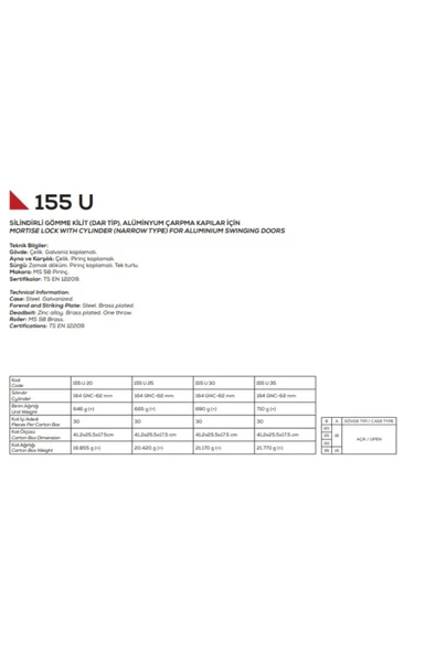 KALE SİLİN.MAKARA.DAİRE KİLİDİ 20MM-155 U