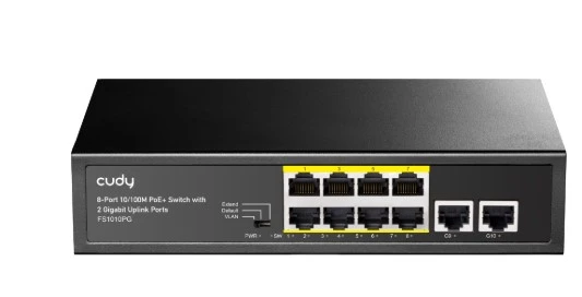 Cudy FS1010P 8 Port 10/100Mbps  2*FE Uplink VLAN&Extend Mode 250m 120W POE+ Ethernet Switch