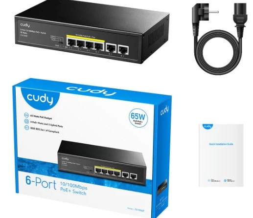 Cudy FS1006P 4 Port 10/100Mbps 2*FE Uplink VLAN&Extend Mode 250m 60W POE+ Ethernet Switch - 3