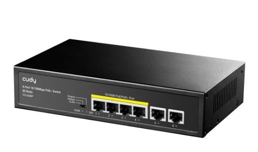 Cudy FS1006P 4 Port 10/100Mbps 2*FE Uplink VLAN&Extend Mode 250m 60W POE+ Ethernet Switch - 2