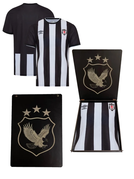 Beşiktaş Orijinal Umbro Çubuklu Forma Hediyelik Ahşap Kutulu Yıldızlı