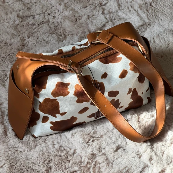 Cow Print Desenli Trend Omuz Çantası - 2
