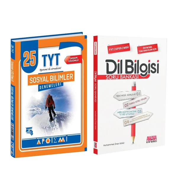 Apotemi Yayınları TYT Sosyal Bilimler Deneme ve AKM Dil Bilgisi Soru Bankası Seti 2 Kitap