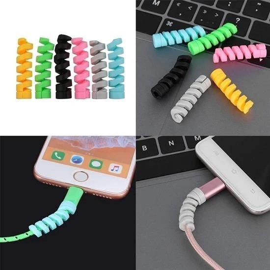 Derin Stok® 4lü Apple, Android Şaj Kablosu Koruyucu Silikon Spiral Yay Aparat - 2