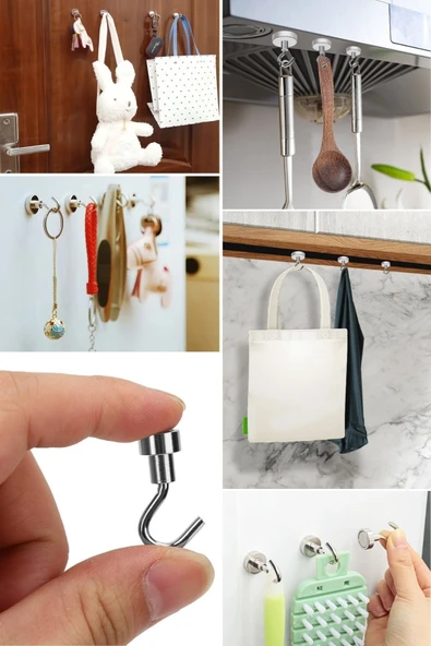 Derin Stok® Güçlü Manyetik Mutfak,Banyolar İçin Çok Amaçlı 2'li Magnet Askı - 8