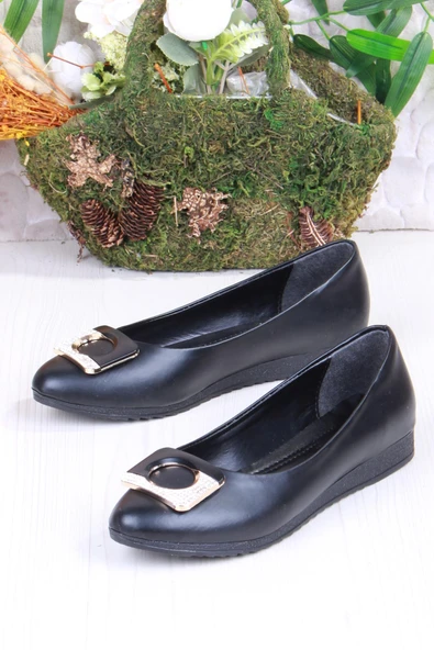 Fort 6076 Zeyn Cilt Tokalı Detaylı Yumuşak Rahat Kadın Babet - Resim 4