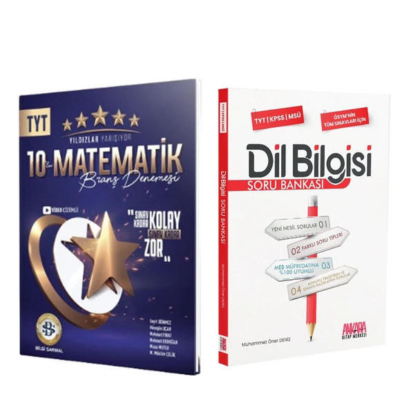 Bilgi Sarmal TYT Matematik Yıldızlar Yarışıyor Denemesi ve AKM Dil Bilgisi Soru Bankası Seti 2 Kitap