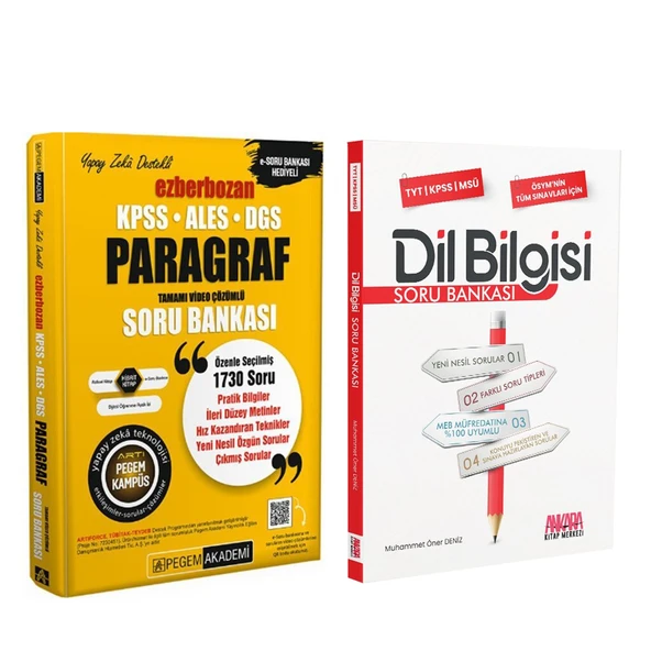 Pegem KPSS Ezberbozan Paragraf ve AKM Dil Bilgisi Soru Bankası Seti 2 Kitap