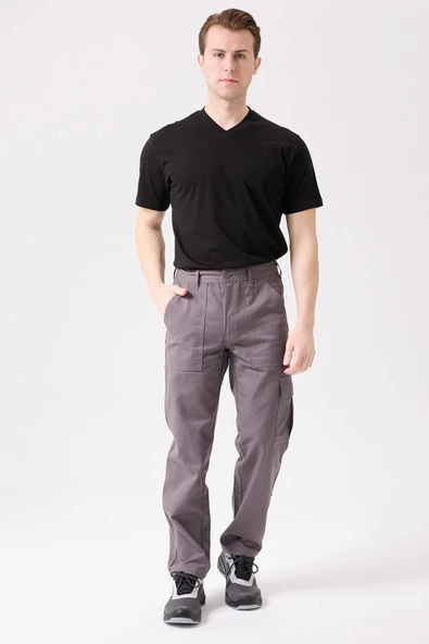 GALANTHUS TECHNİC PANTOLON Erkek Gri Kargo Cepli Rahat Kalıp Dayanıklı İş Pantolonu - Resim 2