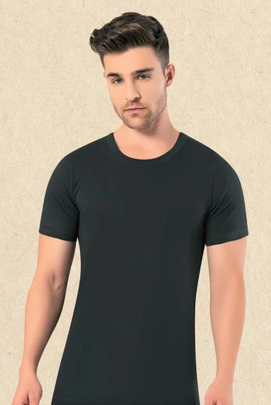 Omera Erkek Organik Kumaş Kısa Kol Bisiklet Yaka Atlet 2003 - Resim 2