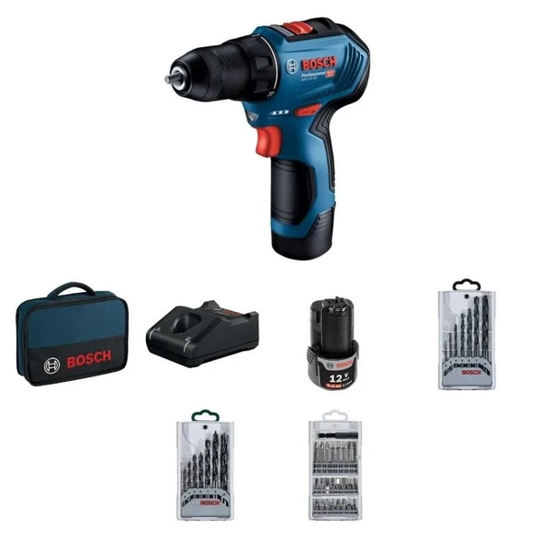 Bosch GSR 12V-30 + 39 Parça Vidalama Seti