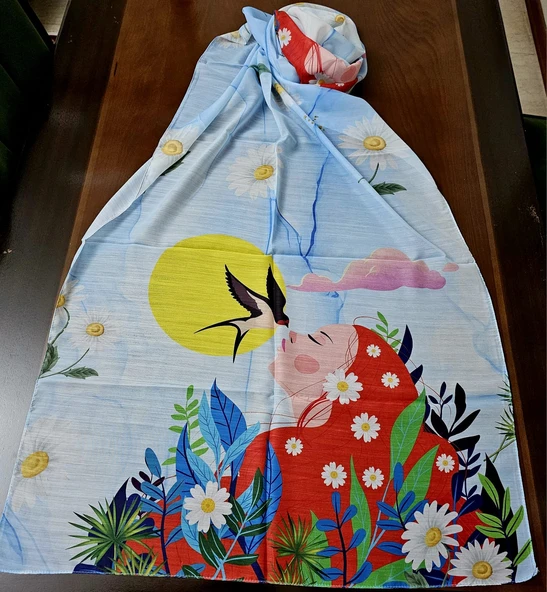 Özel Tasarım dijital baskı Pamuk Şal - 7