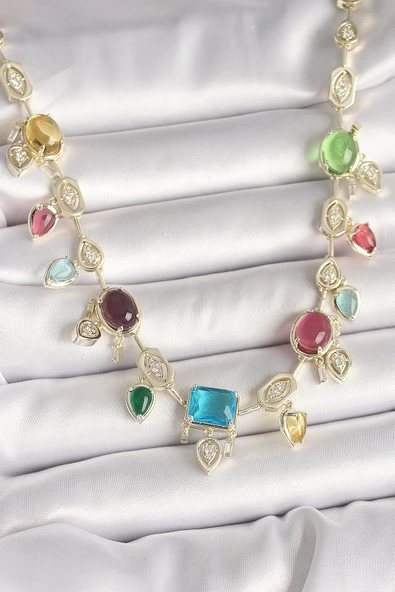 Pirinç Gold Renk Renli Zirkon Taşlı VIP Seri Kadın Kolye - EBJ250501W32782 ürün görseli