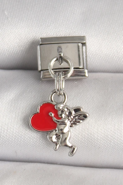 Gümüş Renk Kırmızı Kalp Eros Model Nomination Charm - EBJ250501W32946