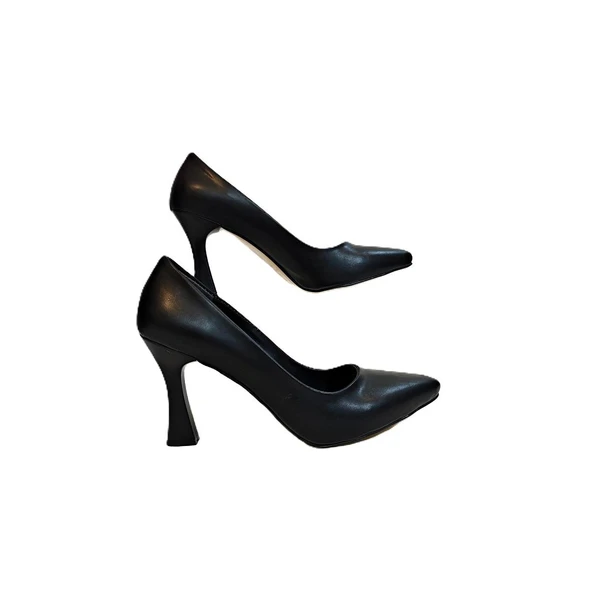 Fiyra 7036 Siyah Cilt İnce Kadeh Topuk Stiletto Topuklu Ayakkabı - 6