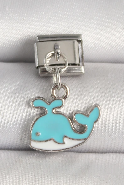 Gümüş Renk Mavi Balina Model Nomination Charm - EBJ250501W32891 ürün görseli