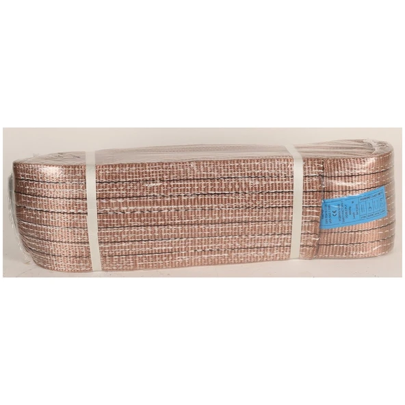 Sapan Polyester Spanzet 6 Ton 3 Metre Kahve Sağlam Yük Kaldırma Taşıma İndirme Halat - 5