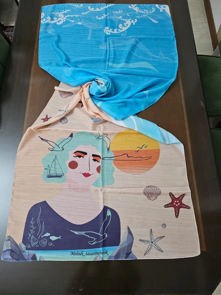 Özel Tasarım dijital baskı Pamuk Şal - 5